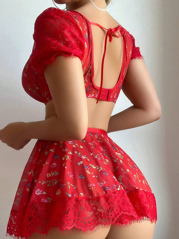 Beautiful Lingerie Fancy Flowers Valentine's Day Ensemble Lingerie (RE-01)